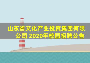 山东省文化产业投资集团有限公司 2020年校园招聘公告